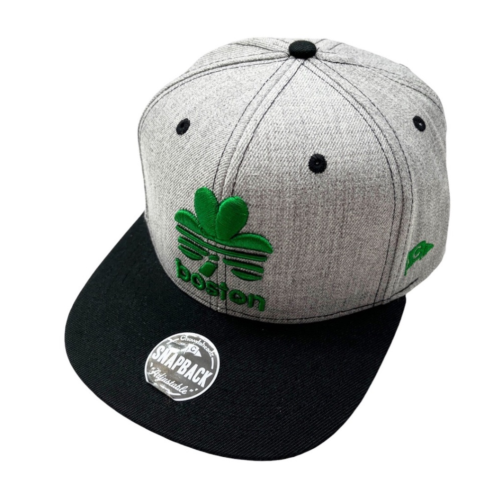 NWOT Boston Shamrock 3D Embroidered Flat Brim Hat Contrast Stitch Wool Blend